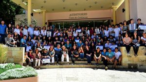 concurso audiovisual "un boleto posible" junto al ministro Alcaraz, la Sub. sect. de derechos humanos Comelli e integrantes del jurado. En el auditorio de casa de gobierno